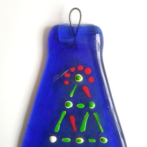 Επιτοίχιο διακοσμητικό μπουκάλι "Xmas Tree 2"μπλε 22Χ10 - γυαλί, επιτοίχιο, χριστουγεννιάτικο, δέντρο, διακοσμητικά μπουκάλια - 2