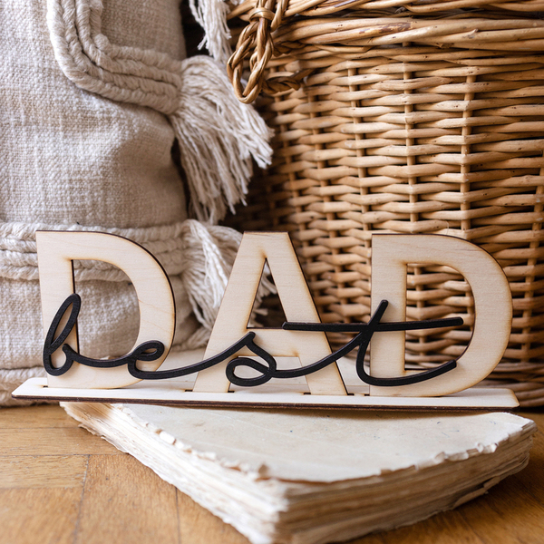 Γούρι "Best Dad" - ξύλο, μπαμπάς, διακοσμητικά, γούρια, προσωποποιημένα