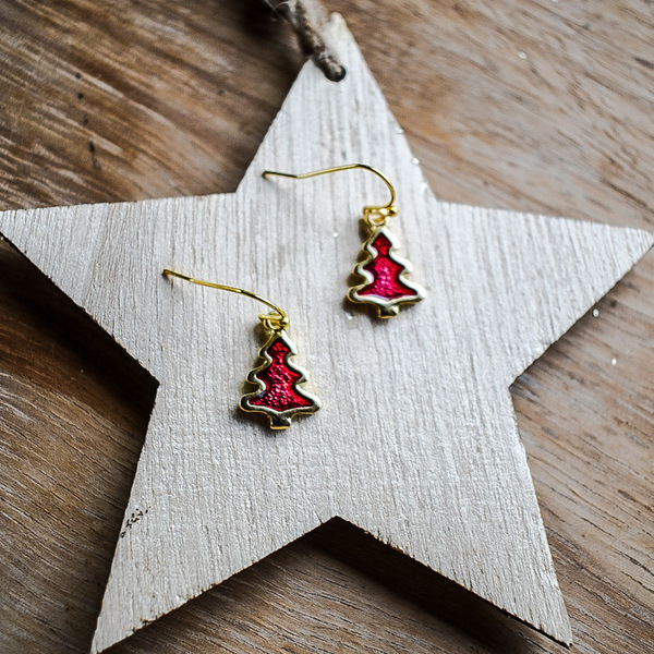 Χριστουγεννιάτικα σκουλαρίκια δέντρο - δέντρα, μικρά, κρεμαστά, γάντζος, χριστουγεννιάτικα δώρα - 3