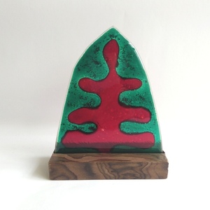 Επιτραπέζιο γυάλινο πινακάκι "Αστέρι Δέντρο " 18Χ15Χ6 - ξύλο, γυαλί, χριστουγεννιάτικο, δέντρο