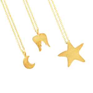 Σετ 3 κολιέ με Αστέρι, Φεγγάρι και Φτερά σε Ασήμι 925 - charms, ασήμι 925, αστέρι, φεγγάρι, σετ κοσμημάτων