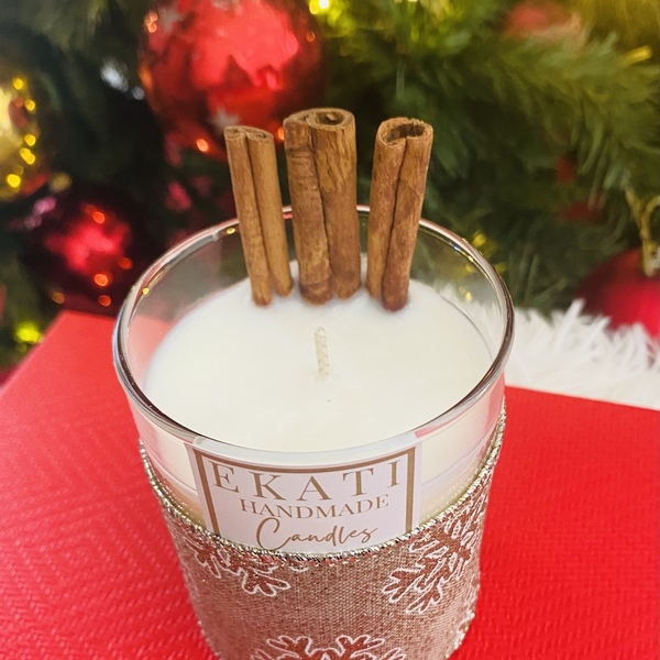 Χριστουγεννιάτικο χειροποίητο κερι-220ml - αρωματικά κεριά, χριστουγεννιάτικα δώρα - 3