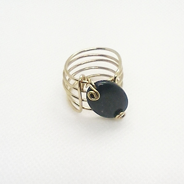 Δαχτυλίδι από αλπακά με πέτρα σκούρο μπλέ χρυσόλιθου - ημιπολύτιμες πέτρες, αλπακάς, σταθερά, μεγάλα