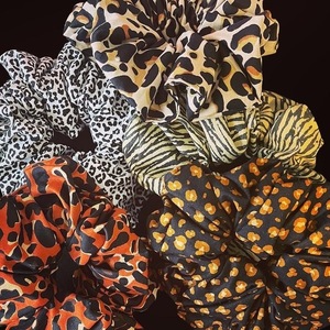 Λαστιχάκι μαλλιών leopard πορτοκαλί - γυναικεία, βαμβακερές κορδέλες, μάσκα προσώπου, δώρα για γυναίκες, λαστιχάκια μαλλιών - 3
