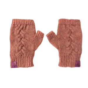 Πλεκτά γάντια "Rita" σε απαλό ρόζ χρώα με ιδιαίτερο σχέδιο σε πλεξούδες, 15 x 7,5 εκ με ακρυλικό νήμα με στρας - ακρυλικό