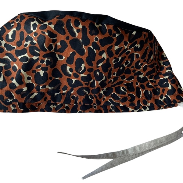 Σκουφάκι χειρουργείου leopard πορτοκαλί - γυναικεία, δώρο για γιατρό, μάσκα προσώπου