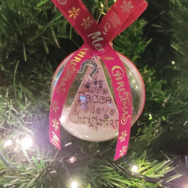 Χριστουγεννιάτικη μπάλα με ξύλινο δέντρο με ευχές - δώρο, χριστούγεννα, στολίδια, δέντρο, μπάλες - 3