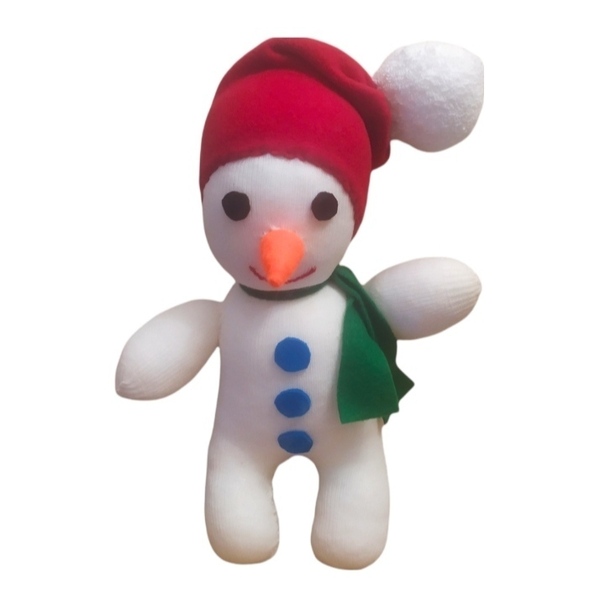 Χιονάνθρωπος χειροποίητος από κάλτσες 29 cm - στολίδι, χριστουγεννιάτικο, διακοσμητικά, χιονάνθρωπος