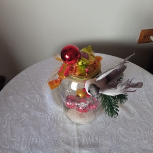 Βάζο τροφίμων διακοσμητικό Χριστουγέννων γιαλινο - γυαλί - 3