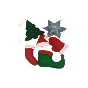 Σετ Χριστουγεννιάτικα στολίδια από τσόχα σε συσκευασία δώρου - αστέρι, χιονονιφάδα, άγιος βασίλης, στολίδια, σετ δώρου - 2