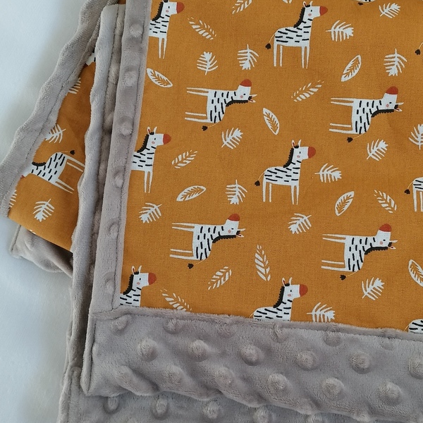 Βρεφική minky κουβέρτα με ζέβρες - δώρο, χειροποίητα, unisex, βρεφικά, κουβέρτες - 3