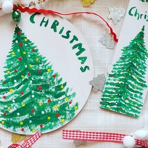 Χριστουγεννιάτικο καδράκι και σελιδοδείκτης Christmas tree - ξύλο, διακοσμητικά, χριστουγεννιάτικα δώρα - 4