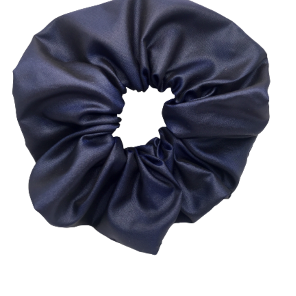 Υφασμάτινο λαστιχάκι scrunchie dark blue - μπλε, ύφασμα, κορίτσι, για τα μαλλιά, λαστιχάκια μαλλιών - 2