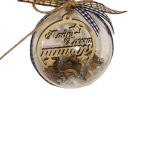 Χριστουγεννιάτικη Plexi Μπάλα 8cm "Καλή χρονιά παππού" - στολίδια, μπάλες, χριστουγεννιάτικα δώρα, charms, παππούς