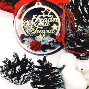 Χριστουγεννιάτικη Plexi Μπάλα 8cm "Καλή χρονιά γιαγιά" - charms, γιαγιά, plexi glass, χριστουγεννιάτικα δώρα, στολίδια - 3