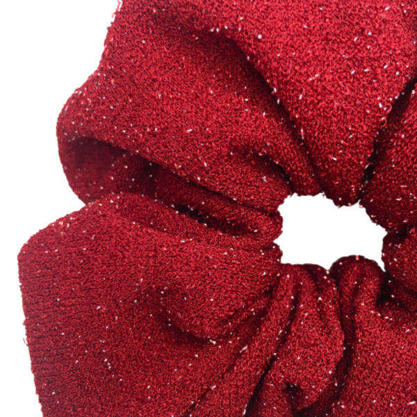 Υφασμάτινο λαστιχάκι scrunchie μπορντό με ασημένιο νήμα - λαστιχάκια μαλλιών, για τα μαλλιά, κορίτσι, κορδόνια - 2