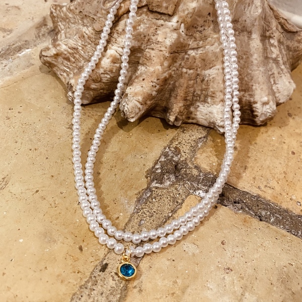 Κολιέ με περλες και swarovski- Pearls in layers - επιχρυσωμένα, swarovski, layering, πέρλες - 3