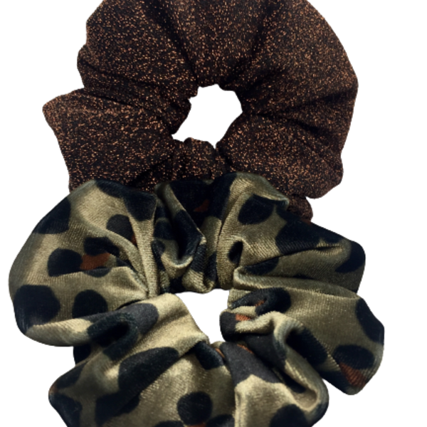 Σετ υφασμάτινα λαστιχάκια scrunchies 'wild Christmas ' - animal print, κορίτσι, για τα μαλλιά, χριστουγεννιάτικα δώρα, λαστιχάκια μαλλιών