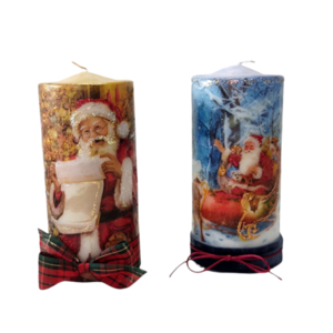 Διακοσμητικό κερί με vintage Άγιο Βασίλη - ντεκουπάζ, χειροποίητα, χριστουγεννιάτικα δώρα, άγιος βασίλης, κεριά & κηροπήγια - 3