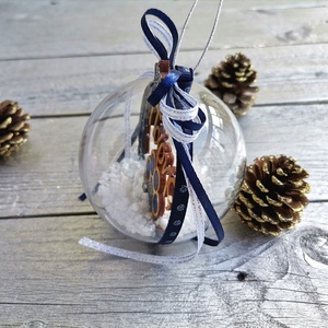 Χριστουγεννιάτικη μπάλα 8cm με Ονομα και Πατούσα σκύλου - plexi glass, χριστουγεννιάτικα δώρα, στολίδια, προσωποποιημένα, μπάλες - 3