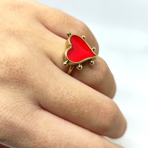 Δαχτυλίδι κόκκινη καρδιά ❤️❤️❤️ - καρδιά, αυξομειούμενα, επιχρυσωμένα, ορείχαλκος, αγ. βαλεντίνου