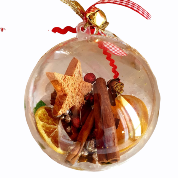 Χριστουγεννιάτικη μπάλα χειροποίητη κανέλα και αποξηραμένο πορτοκάλι - ξύλο, κουκουνάρι, χριστουγεννιάτικα δώρα, στολίδια, μπάλες