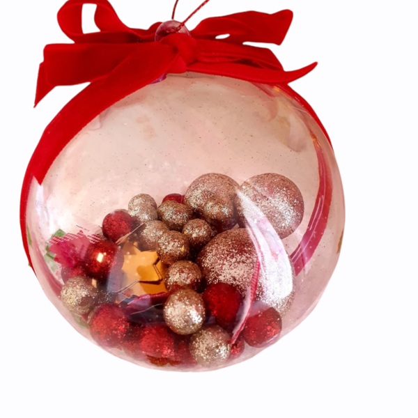 Χριστουγεννιάτικη μπάλα Red and gold - βελούδο, χριστουγεννιάτικα δώρα, στολίδια, μπάλες
