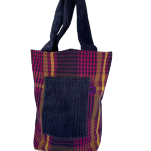 Χειροποίητη τσάντα ώμου shopper διπλής όψης κοτλέ naomi - ώμου, all day, δέρμα, μεγάλες