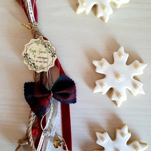 Γούρι για την νέα χρονιά με καρώ σκωτσέζικο φιογκάκι - ύφασμα, charms, χριστουγεννιάτικα δώρα, γούρια - 2
