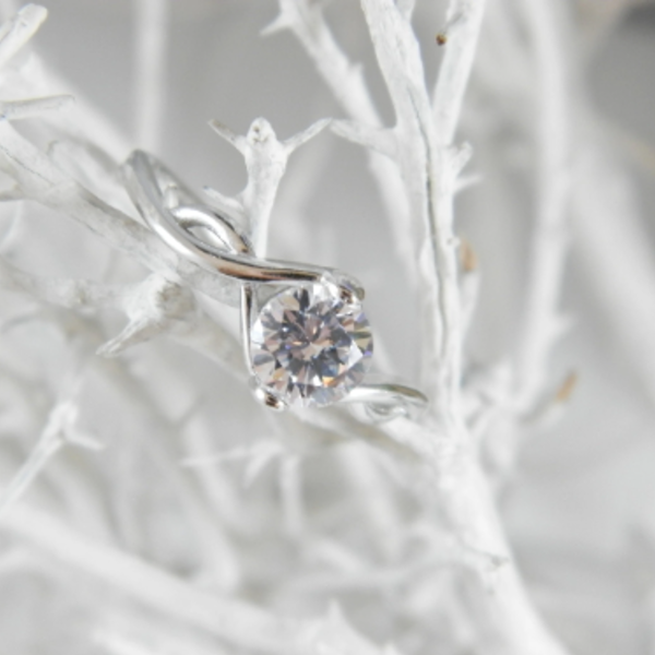 Δαχτυλίδι αρραβώνων Infinity επάργυρο με τεχνητό διαμάντι - ημιπολύτιμες πέτρες, ασήμι 925, επάργυρα, σταθερά, για γάμο - 2