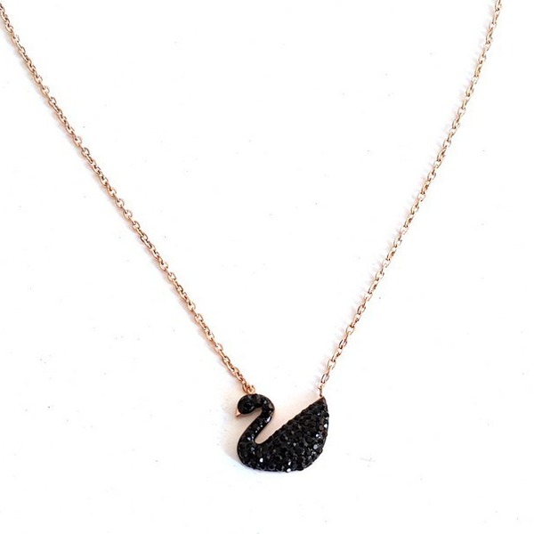 Locker Stainless steel swan necklace - κοντά, ατσάλι, φθηνά