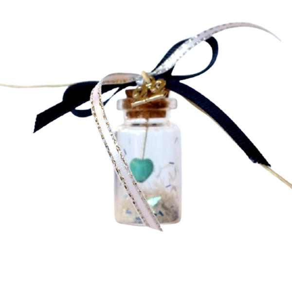 Γούρι Γαλάζια Καρδιά σε γυάλινο μπουκαλάκι με φελλό - γυαλί, καρδιά, χιονονιφάδα, χριστουγεννιάτικα δώρα, γούρια - 4