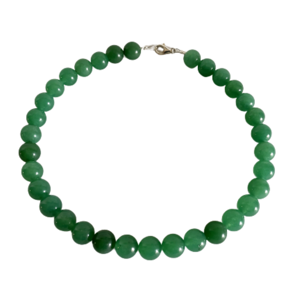 Χειροποίητο γυναικείο κολιέ με 12 χιλ. πράσινες πέτρες αβεντουρίνης - ασήμι 925, τσόκερ, χάντρες, κοντά