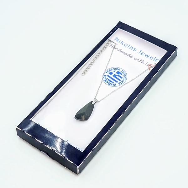 Φτερό Κρυστάλλινο Επώνυμο Μαύρο Μενταγιόν με Ιδιαίτερες Λάμψεις Δεμένο με Ατσάλι Nikolas Jewelry - γυαλί, κοντά, ατσάλι, μενταγιόν - 4
