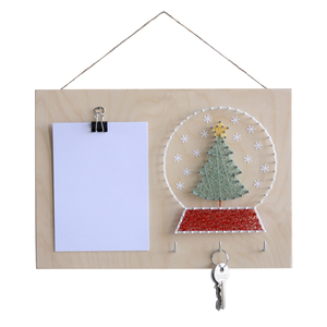Χριστουγεννιάτικο διακοσμητικό τοίχου με κλειδοθήκη και θέση για σημειώσεις ή φωτογραφία 30x21cm - διακοσμητικά, χριστούγεννα, για φωτογραφίες, ξύλο