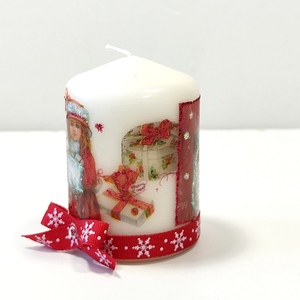 Διακοσμητικό μικρό κερί vintage Χριστουγεννιάτικες εικόνες Ύψος 8cm - vintage, ντεκουπάζ, χειροποίητα, χριστουγεννιάτικα δώρα, κεριά & κηροπήγια - 4