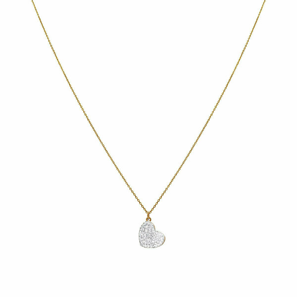 Κολιέ από Ατσάλι με Καρδιά και Ζιργκόν | Χρυσό | KOKO6800 - charms, καρδιά, κοντά, ατσάλι, φθηνά