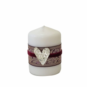 Διακοσμητικό μικρό κερί με ξύλινη καρδιά Ύψος 8cm - vintage, καρδιά, χειροποίητα, αρωματικά κεριά, χριστουγεννιάτικα δώρα, κεριά & κηροπήγια - 5