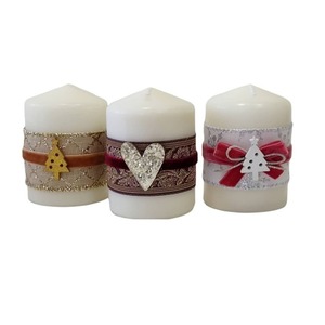 Διακοσμητικό μικρό κερί με ξύλινη καρδιά Ύψος 8cm - vintage, καρδιά, χειροποίητα, αρωματικά κεριά, χριστουγεννιάτικα δώρα, κεριά & κηροπήγια - 4
