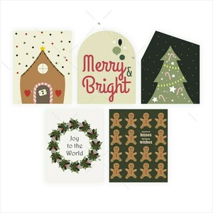 Χριστουγεννιάτικες κάρτες - σετ 5τεμαχίων (1) - αστέρι, σπίτι, ευχετήριες κάρτες, δέντρο