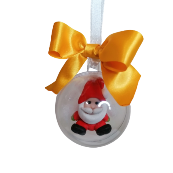 Χειροποίητο Χριστούγεννιατικο στολίδι Αγίου Βασιλείου από πλυμερικό πηλό- - πηλός, άγιος βασίλης, στολίδια, μπάλες