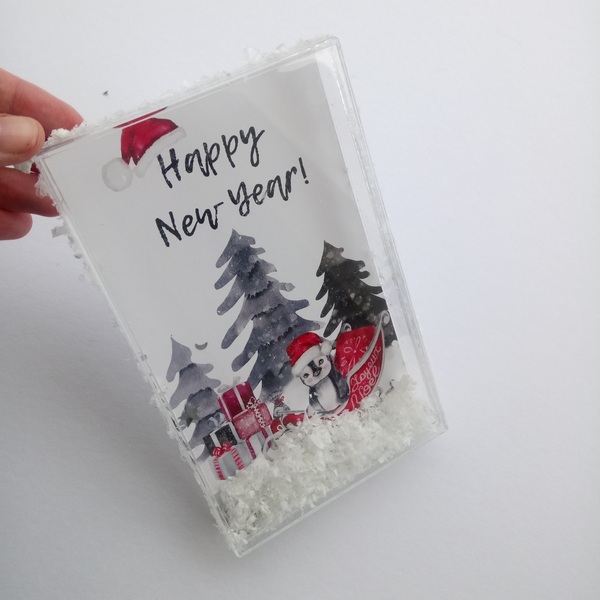 Ευχετήρια Κάρτα με Πιγκουινάκι σε Plexi Glass Κουτί 11x17.5Yεκ Χριστουγεννιάτικη Κάρτα με Πιγκουινάκι - δώρο, plexi glass, χιονονιφάδα, ευχετήριες κάρτες, δέντρο - 2