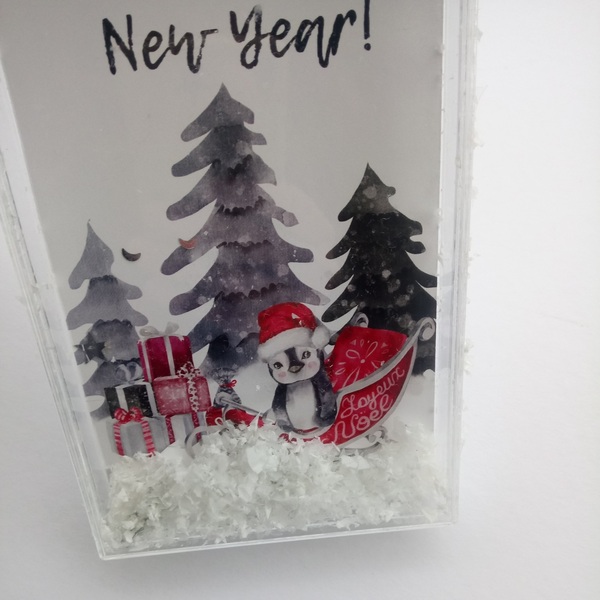 Ευχετήρια Κάρτα με Πιγκουινάκι σε Plexi Glass Κουτί 11x17.5Yεκ Χριστουγεννιάτικη Κάρτα με Πιγκουινάκι - δώρο, plexi glass, χιονονιφάδα, ευχετήριες κάρτες, δέντρο - 4