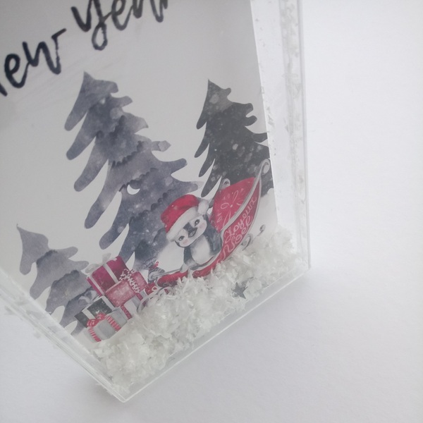 Ευχετήρια Κάρτα με Πιγκουινάκι σε Plexi Glass Κουτί 11x17.5Yεκ Χριστουγεννιάτικη Κάρτα με Πιγκουινάκι - δώρο, plexi glass, χιονονιφάδα, ευχετήριες κάρτες, δέντρο - 5