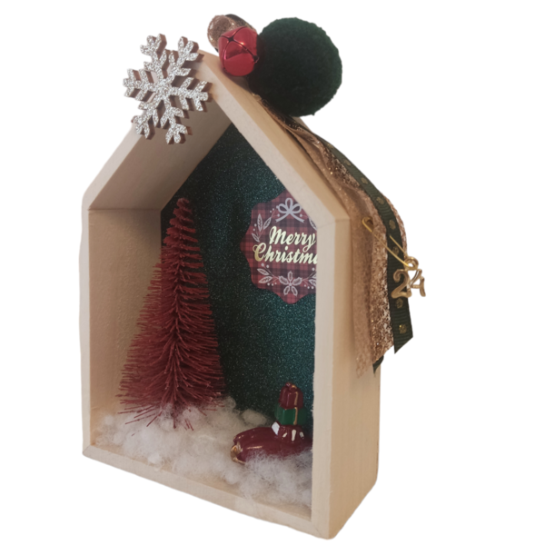 Ξύλινο χριστουγεννιάτικο σπιτάκι γούρι- 13*10*4 εκατοστά - ξύλο, σπίτι, διακοσμητικά, δέντρο