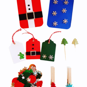 Χριστουγεννιάτικο πακέτο - ευχετήριες κάρτες, άγιος βασίλης, χριστουγεννιάτικα δώρα, χιονονιφάδα