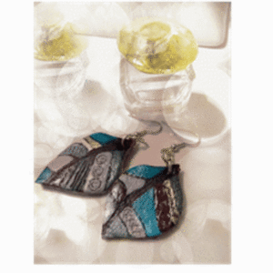 δερμάτινα σκουλαρίκια - ζωγραφική τον χειμώνα - δέρμα, λουλούδι, κρεμαστά, μεγάλα, γάντζος