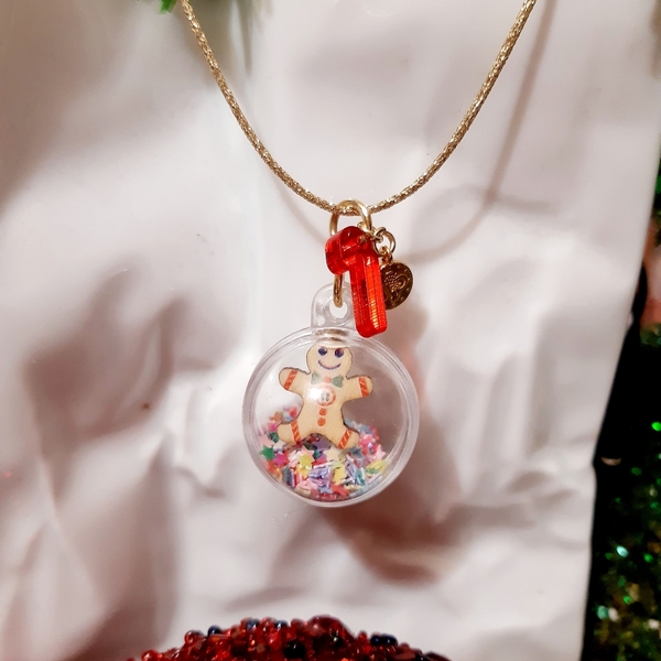 Κολιέ Χριστουγεννιάτικη μπάλα - plexi glass, κοσμήματα, χριστουγεννιάτικα δώρα, candy, μπάλες - 2