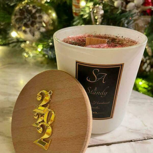 Χειροποίητο κερί σόγιας με άρωμα Χριστουγεννιάτικο δέντρο σε λευκό ποτήρι - αρωματικά κεριά - 4