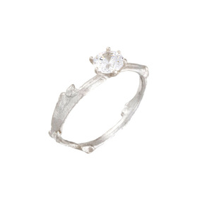 Ασημένιο Δαχτυλίδι αρραβώνων με κλαδί δέντρου και ελβετικό ζιργκόν - ασήμι 925, για γάμο, επάργυρα, ημιπολύτιμες πέτρες, βεράκια